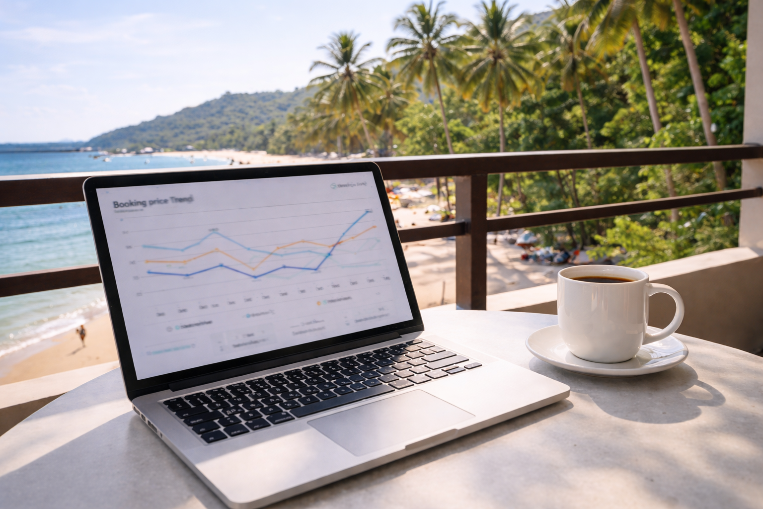 Booking prices on laptop blurred